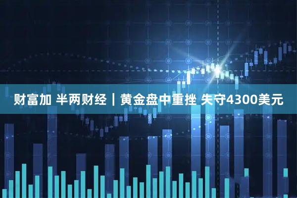 财富加 半两财经｜黄金盘中重挫 失守4300美元