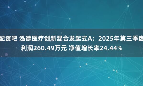 配资吧 泓德医疗创新混合发起式A：2025年第三季度利润260.49万元 净值增长率24.44%