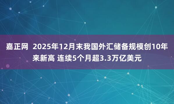 嘉正网  2025年12月末我国外汇储备规模创10年来新高 连续5个月超3.3万亿美元